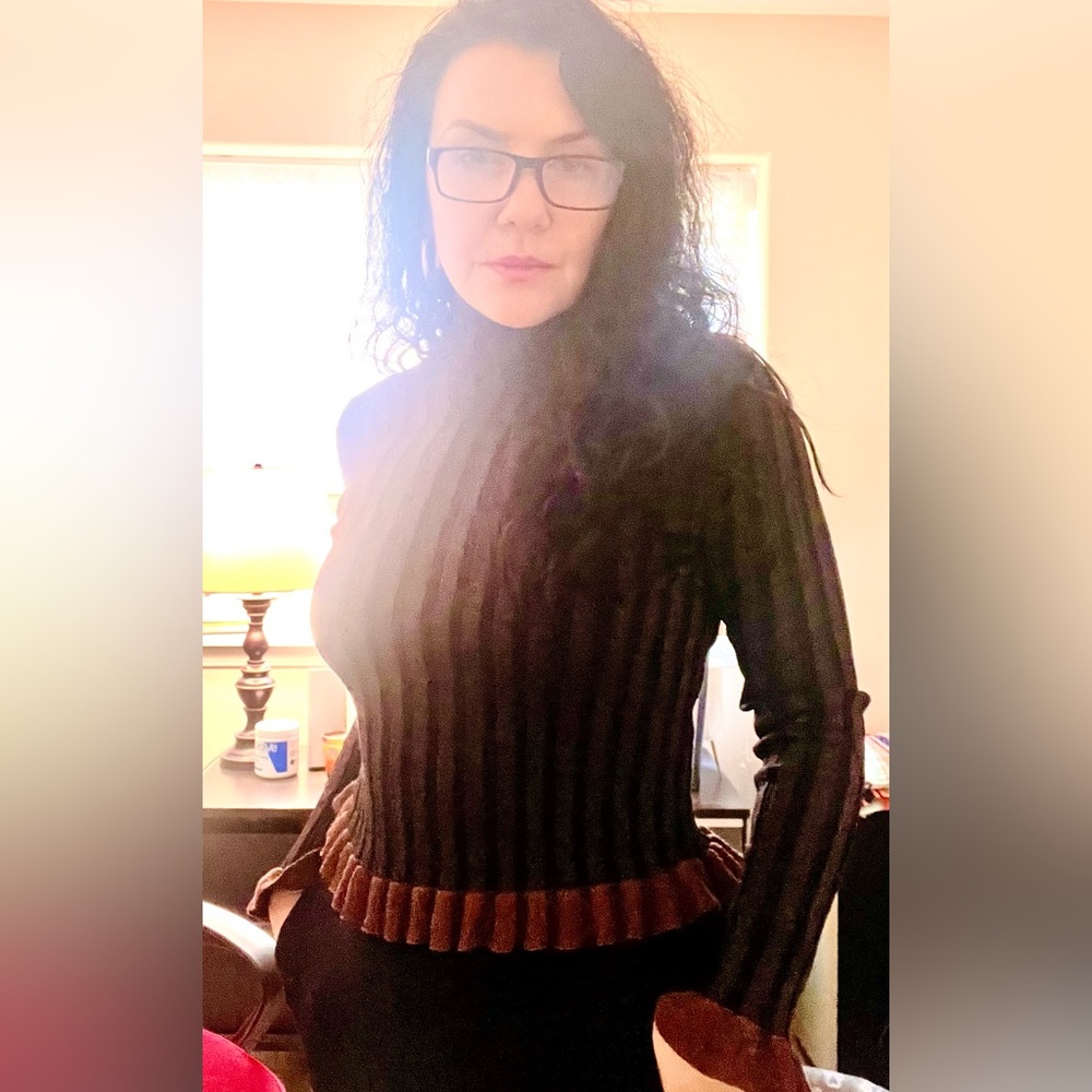 Zara Women Brown/Black Long Sleeve Turtleneck M - Picture 3 of 3